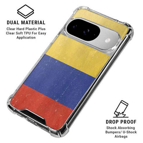 Colombia Flag Distressed Google Pixel 10 Clear Case
